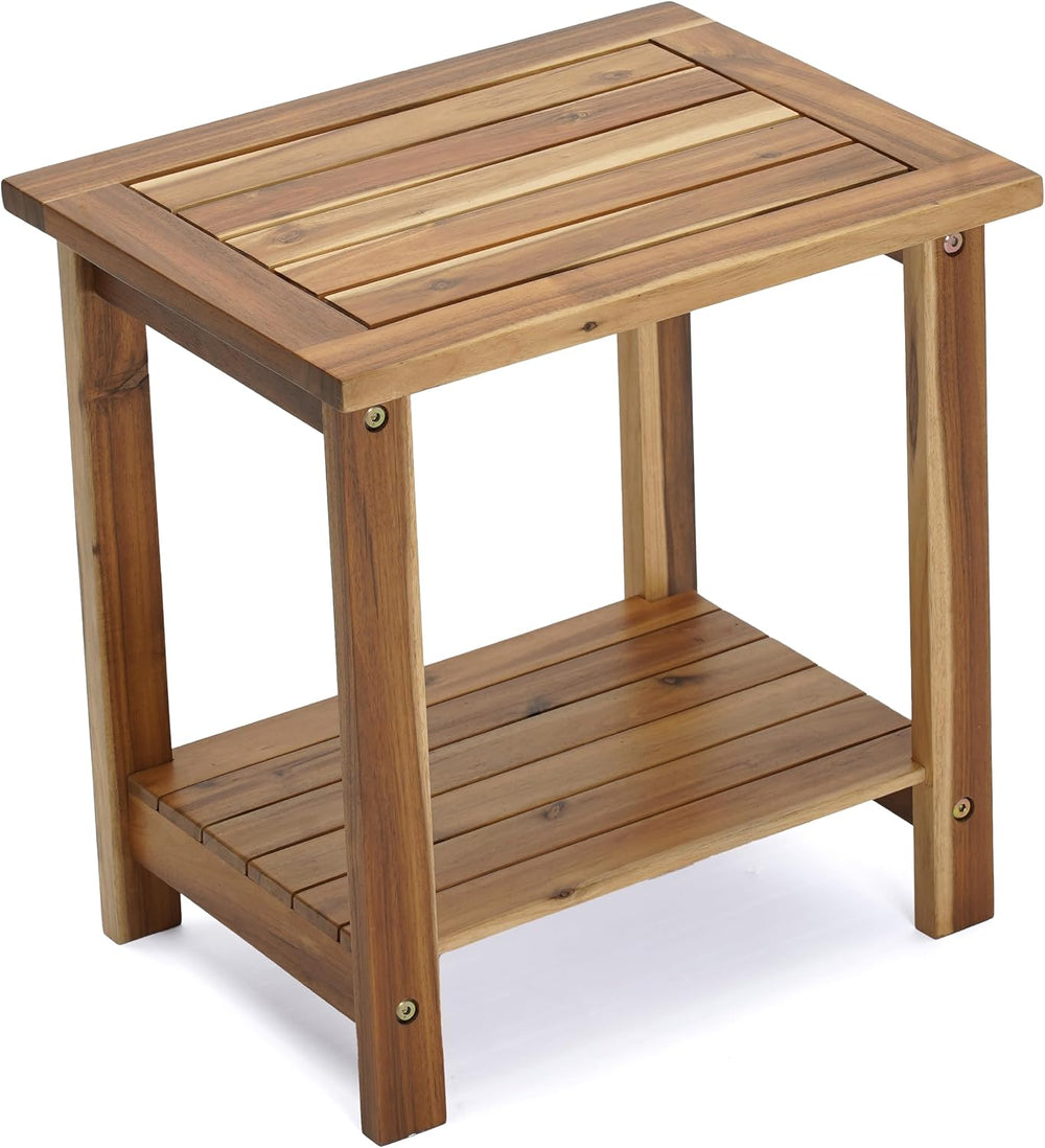 2-Tier Adirondack Side Table – Weather Resistant Wooden End Table, Rectangula...