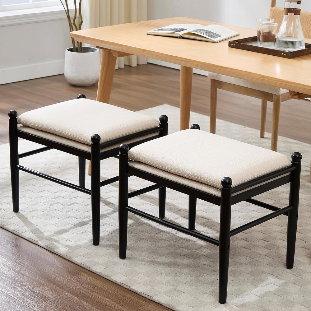 Ottoman Footrest, 19 Inch Upholstered Vanity Bench Seat, Backless Makeup Stoo...