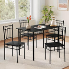 Vipbear Kitchen Dining Table Set for 4, 5-Piece Kitchen Table Set,Dining Room Table Sets,Rectangular Kitchen Table Set with 4 Chairs for Small Space, Dinette,Apartment,Rustic Black