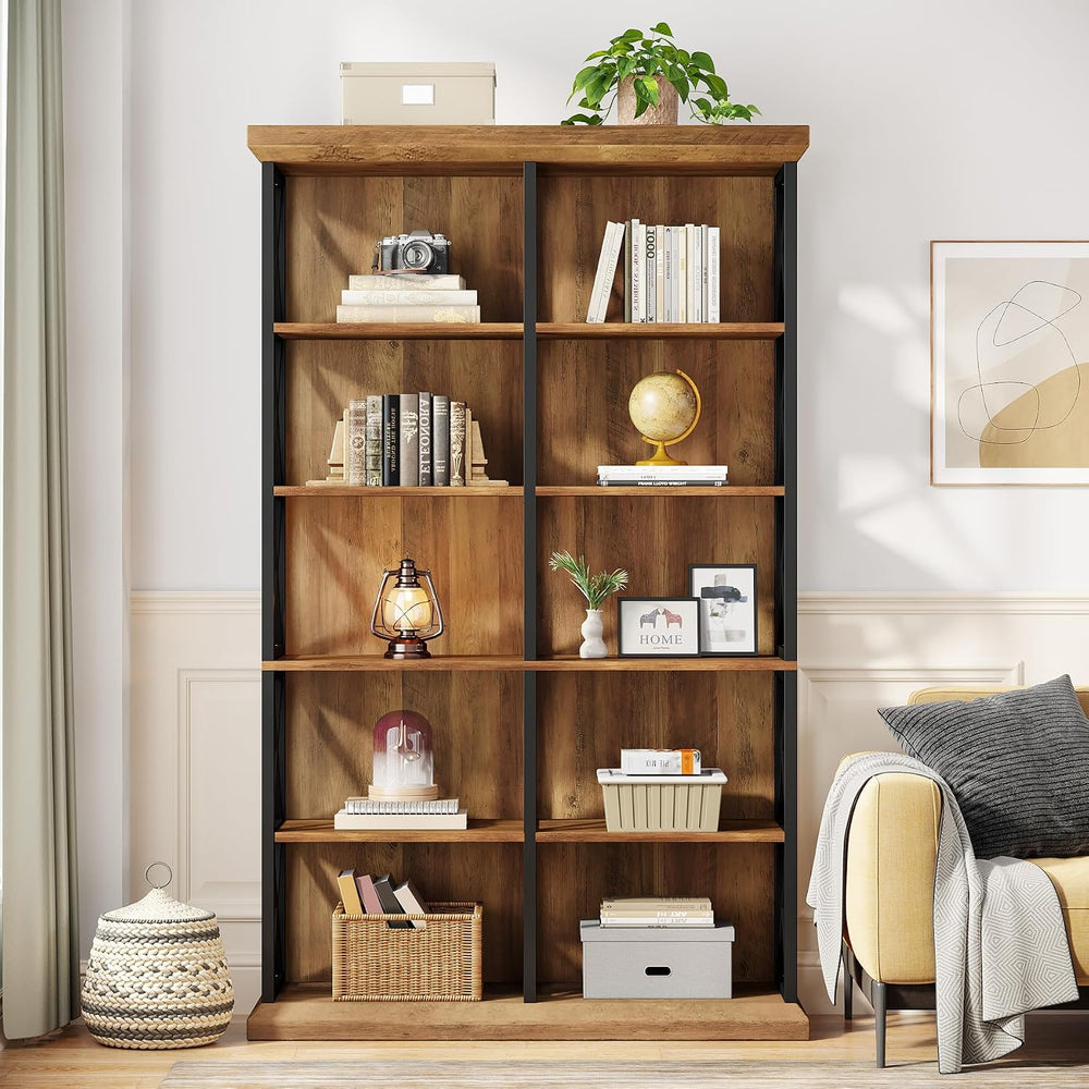 Tribesigns 75 Inch Tall Bookcase, Double Wide Bookshelves and Bookcase