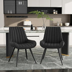 Mid Century Modern Dining Chairs Set of 4, Soft Cushion Upholstered Fabric Kitchen Chairs, Black