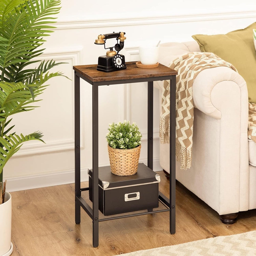 Bedroom Table Telephone Table High Sofa Side Table with Adjustable Mesh Shelf...