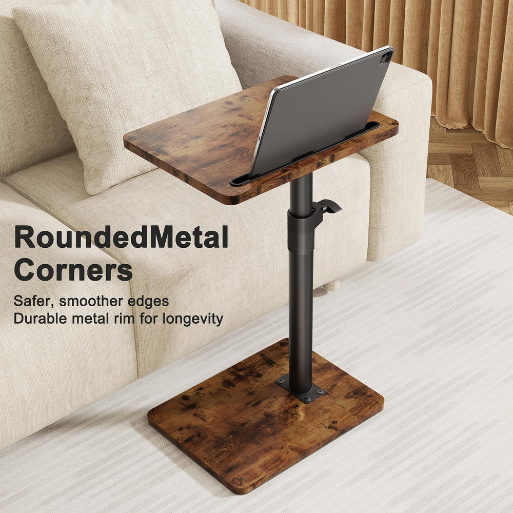 YUHFERA Sofa Armrest Tray Table for Couch - 360° Swivel Height Adjustable End...