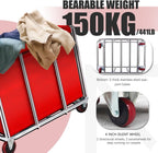 Commercial Laundry Cart on Wheels, 11.35 Bushels Large Laundry Roller, Heavy Duty Stainless Steel, Silver