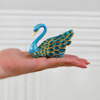 3.7-inch Blue Swan Figurine Jewelry Trinket Box, Enamel Hand-painted Swan Box with Gems, Hinged Jewelry Boxes - Ring Holder, Organizer, Home Decor, Wedding Favor Gift