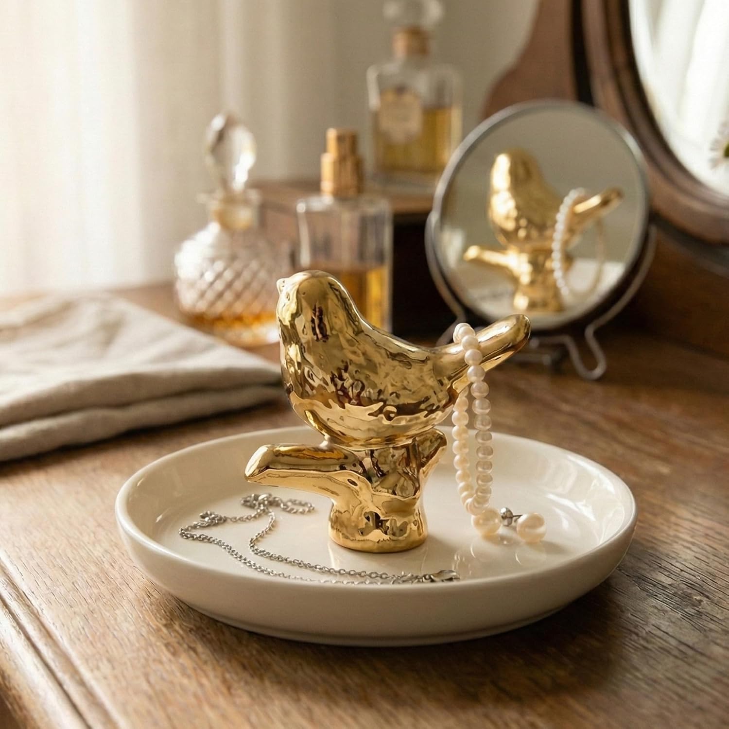 Ring Holder for Jewelry Trinket Tray Flamingo Gifts for Women Girls Friend Her Mom Christmas Thanksgiving Gifts Birthday Mothers Day Valentines Gifts Flamingo Decor (Bird)