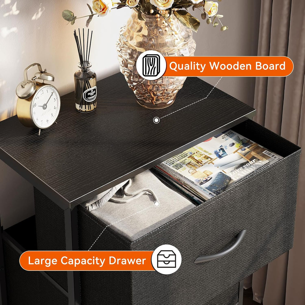AODK Small Dresser for Bedroom Nightstand with 3 Storage Drawers, Black | Che...
