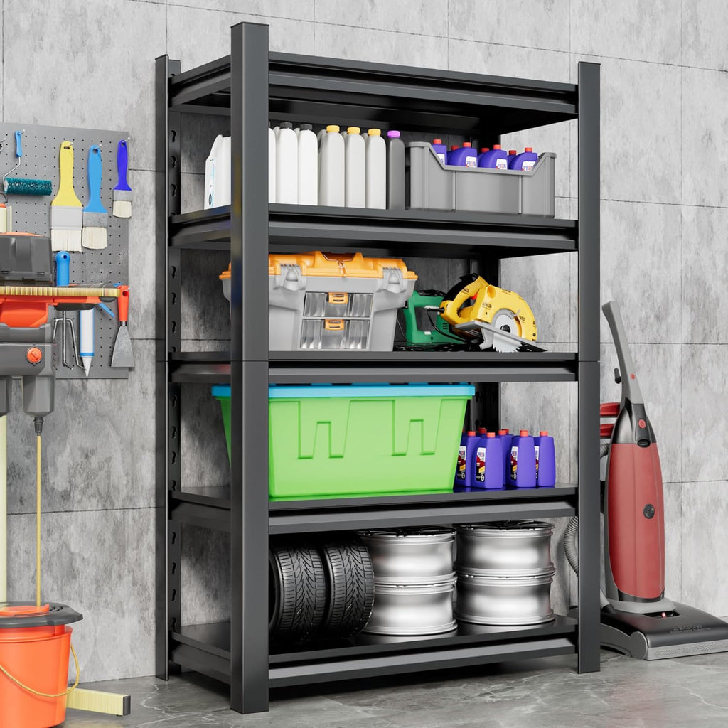 Garage Shelving Unit 24" D x 48" W x 72" H Heavy Duty Storage Shelves Easy Assembly 5 Tier Adjustable Metal Shelving Utility Shelf Rack Garage Storage Organizer for Basement, Warehouse