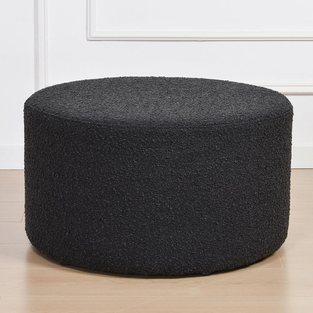 KINWELL Modern Round Boucle Ottoman (24" D x 24" W x 13" H) | ...