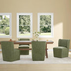 Upholstered Dining Chair with Casters Wingback Modern Side Armless Deskchair with Rollers for Diningroom Bedroom Livingroom Reading Room,Green,4 Box