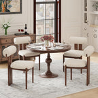 MALOL Modern Wooden Dining Chairs Set of 4, Upholstered Fabric Kitchen Chairs with Sculptural Backrest, Mid-Century Farmhouse Dining Room Chairs with Solid Wood Legs, Beige