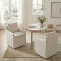Upholstered Dining Chairs Set of 2, Modern Dining Room Chairs with Casters & Washable Cover, Rolling Accent Chair with Hidden Storage for Kitchen, Farmhouse, Living Room, Beige, 2 Box