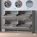Shoe Cabinet with 4 Flip Drawers, Narrow Hidden Shoe Storage Cabinet, Slim Freestanding Shoe Rack Organizer for Entryway, Hallway, Bedroom, Living Room