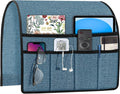 Joywell Remote Holder for Couch Non Slip Sofa Armrest Organizer Armchair Caddy with 6 Pocket Storage for Magazine, Tablet, Phone, iPad, Grey-Blue