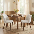 Wooden Dining Chairs Set of 2, Dining Room Chairs with Wood Legs, Upholstered Dining Chairs Modern Fabric Kitchen Chairs with Back for Kitchen/Living Room/Restaurant, Tool-Free Assembly, White