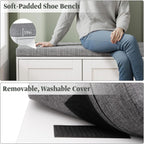 Turosur Shoe Storage Bench with Cabinet, 3-Tier Entryway Bench with Padded Seat Cushion, Shoe Cabinet Bench with 4 Adjustable Shelves for Bedroom, Mudroom, White