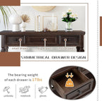 Merax Wood Farmhouse Entry Way Hallway Console Table with Drawers and Bottom Shelf Narrow Long Sideboard for Living Room Bedroom Espresso