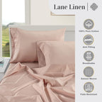 LANE LINEN Pillow Case Covers King Set of 2 100% Egyptian Cotton Sateen Soft Cool & Smooth 1000 Thread Count Cases - Sepia Rose
