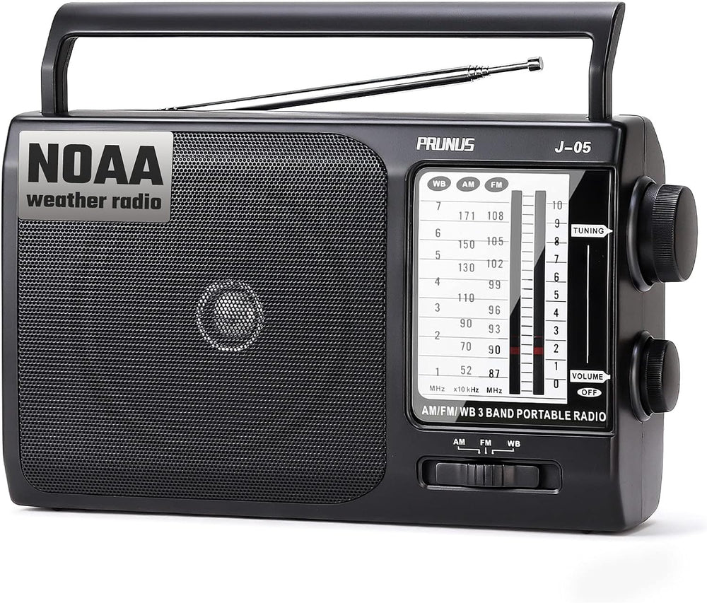 NOAA Weather AM FM Portable Radio, 3 D Batteries or AC Adapter Powered