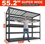 REIBII 78" H Garage Shelving, 5 Tier Storage Shelves Heavy Duty, 3000LBS Industrial Shelf, Adjustable Metal Shelving for Garage, Warehouse, School, Commercial, Business, 55.2" W x 78" H x 26" D
