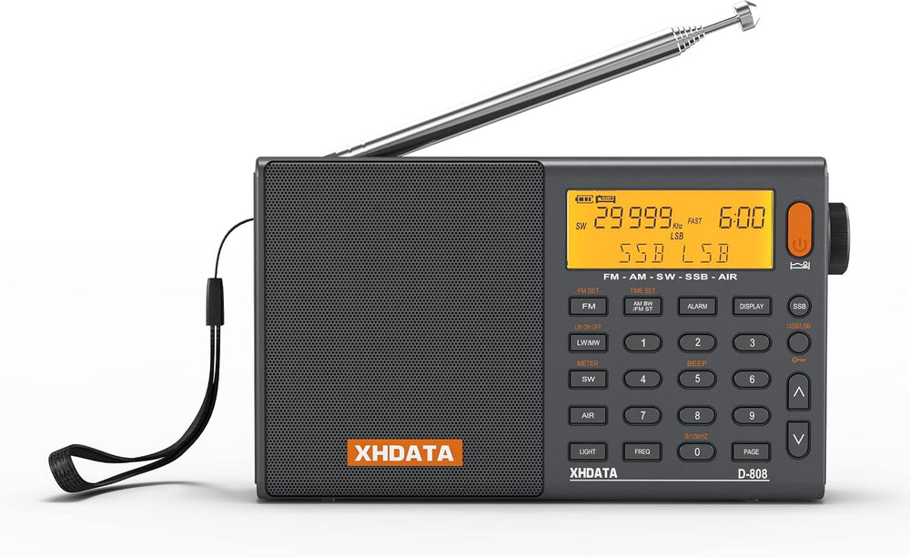 XHDATA D808 Portable AM FM SW LW Air Band Radio SSB RDS Multi Band Radio Spea...