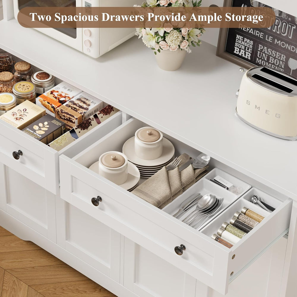 HOSTACK 75" Kitchen Pantry Storage Cabinet, Coffee Bar Hutch Cabinet, Wh...