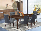 East West Furniture DODA7-MAH-13 7 Piece Kitchen Table Set Includes a Rectangle Dining Table with Butterfly Leaf and 6 Polyester Fabric Upholstered Chairs, 42x78 Inch, Mahogany
