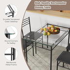Giantex 5 Piece Dining Table Set, Kitchen Dining Set with Tempered Glass Table Top and 4 Upholstered Chairs, Dinette Set for 4 for Breakfast Nook Dining Room Kitchen (Black)