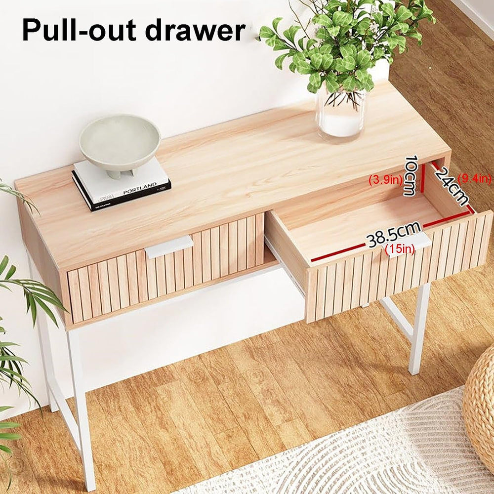Modern Narrow Console Tables with 2 Storage Drawers Wooden Entryway Table Lon...