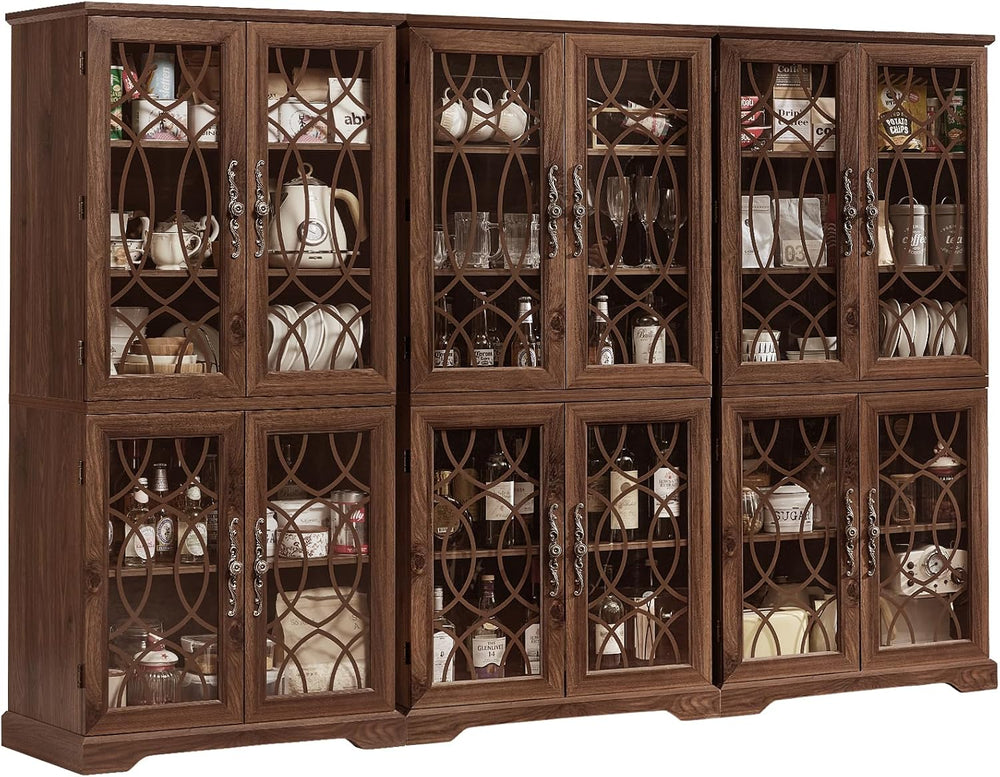 Joaxswe 67" Tall Bookshelf Set of 3, Vintage Book Shelf with Glass Doors...