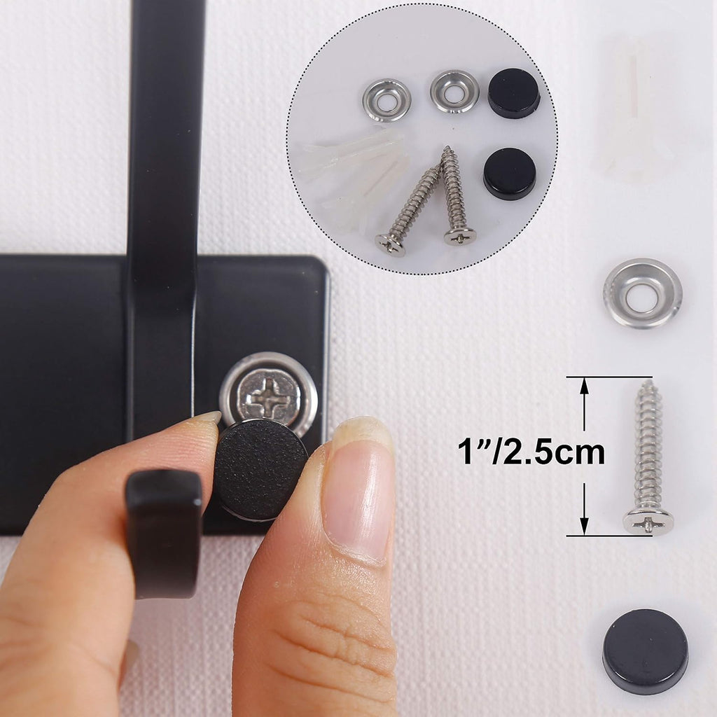 WEBI Coat Rack Wall Mounted,2 Coat Hooks for Hanging Coats,Hook Rack Hook Rail Coat Hanger Wall Coat Rack with Hooks for Clothes,Jacket,Black