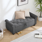 49" End of Bed Storage Bench for Bedroom, Upholstered Storage Ottoman | Easy Assembly with Instructions, Pet Friendly, Polyester Fabric Ottoman Bench for Bedroom, Living Room, Window, Entryway