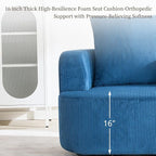 Furnimart 360° Swivel Barrel Accent Chair, Round Upholstered Comfy Lounge Chair, Corduroy High-Resilienc Foam Single Sofa, No Assembly Wide Seat for Living Room, Bedroom, Apartment (Blue)