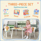 Qaba 3-Piece Toddler Table and Chair Set Animal Pattern Aged 3-8 Green | Kids Table and Chairs Set Furniture, Boys and Girls, Bedroom, Nursery, Playroom