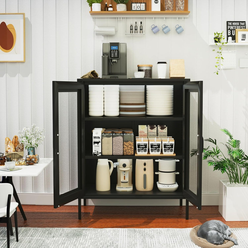 QINPTWUT 40" Industrial Storage Pantry, Kitchen Storage Cabinet with Mes...