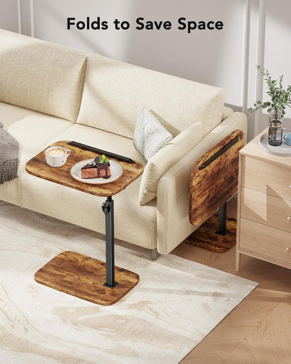 HUANUO TV Tray Table, Adjustable Height TV Tray with 360° Swivel & 90° Ti...