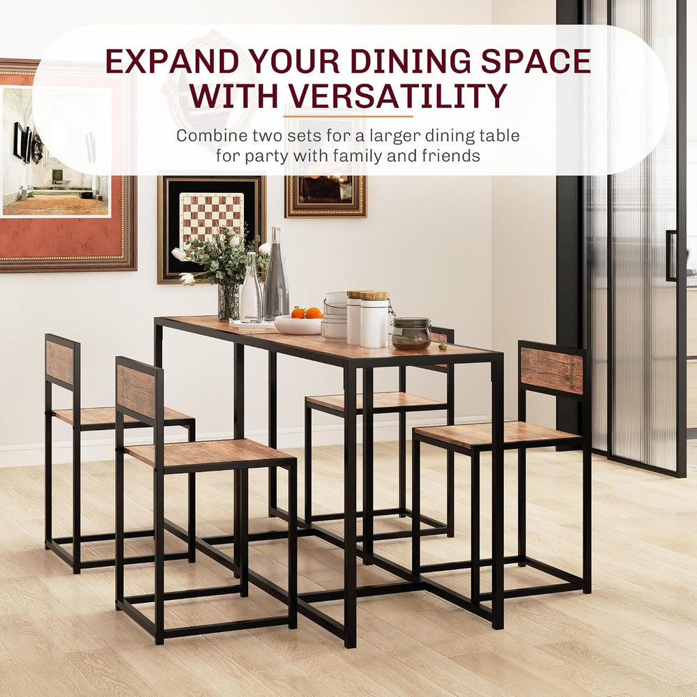 HOMCOM Small Dining Table Set for 2 Compact for Small Spaces, Rustic Brown