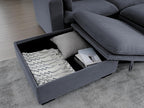 asunflower Matching Large Storage Ottoman for Sectional Sofa, Oversized Foldable Footrest Stool with Lid, Dark Grey Corduroy Bench - 37.4" Extra Wide