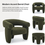 Sherpa Boucle Barrel Accent Chair, Round Armchair, Sherpa Green | Mid Century Sherpa Boucle Accent Chair, Comfy Upholstered Round Armchair with Curved Back for Living Room & Bedroom