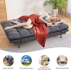 71" Convertible Futon Sofa Bed,Linen Fabric Futon Couch Bed,Memory Foam Sleeper Sofa,Modern Folding Small Loveseat for Living Room,Office,Apartment,Retro Grey