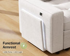 Vipbear 8 Seat U Shaped Modular Sectional Sleeper Sofa with Pull Out Bed/Reclining Backrest/USB Ports/Table/LED Light/Storage Seat, Sectional Sleeper Couch, Tool-Free Assembly, Chenille Beige