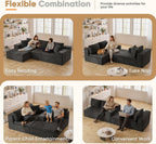 Homall 109" Boneless Couch with Memory Foam, Modular Sectional Sofa with L-Shape Chaise, Cloud Couch with Deep Seat, Dual Cup Holders & Side Pockets, No Assembly Required (Black)