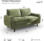 68" Loveseat Sofa, Comfy Chenille Fabric Couches for Living Room with Spring Cushion and Solid Wood Frame, Modern Deep Seat Couch for Bedroom, Apartment, Office, Easy Assembly,Green