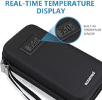 Insulin Cooler Travel Case,EVA Insulation Travel Medicine Kit with Temperature Display for Diabetes Care,Insulin Pen and Other Diabetic Supplies (Black-Temp)