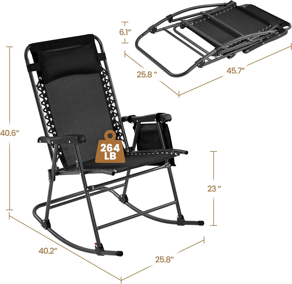 Yaheetech 26in Rocking Chair Outdoor Zero Gravity Folding Chairs Rocking Chai...