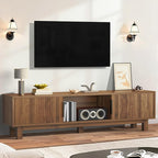 DWVO Fluted TV Stands for Living Room, Entertainment Center for TVs up to 65 Inch, Mid Century Modern Media Console with Power Outlets & Storage Compartments, 59" Long TV Cabinet, Walnut