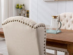 Upholstered Dining Chairs Set of 2 for Kitchen and Dining Room Farmhouse Fabric Tufted Accent Chairs for Living Room and Bedroom with Wooden Legs, Cream