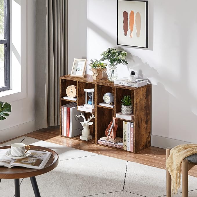 VECELO Small Bookshelf, 3 Cube Shelf, Fits Tallest Hardcovers, Horizontal Ava...