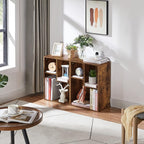 VECELO 3-Cube Small Bookshelf, Modern Bookcases with Shelves Height Up to 12.8 Inches, Suit for Common Size Textbook, Vertical or Horizontal, Cubby Storage Organizer,Rustic Brown