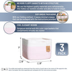 NaturalCozy Storage Cubes 9”x9”x7”Cotton Rope Woven Baskets for Organizing 3-Pack | 9 Inch Cube Storage Bin | Small Basket for Shelf Nursery, Pantry, Decorative Plant, Bathroom Closet, Toy Gift